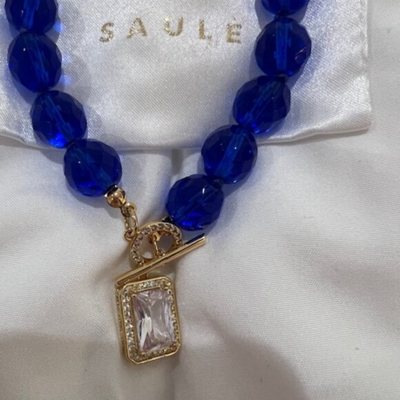 NWOT Saule Coblat Pendant Necklace w/Czech Glass Beads, Gold Clasp & Dustbag. - Picture 4 of 5